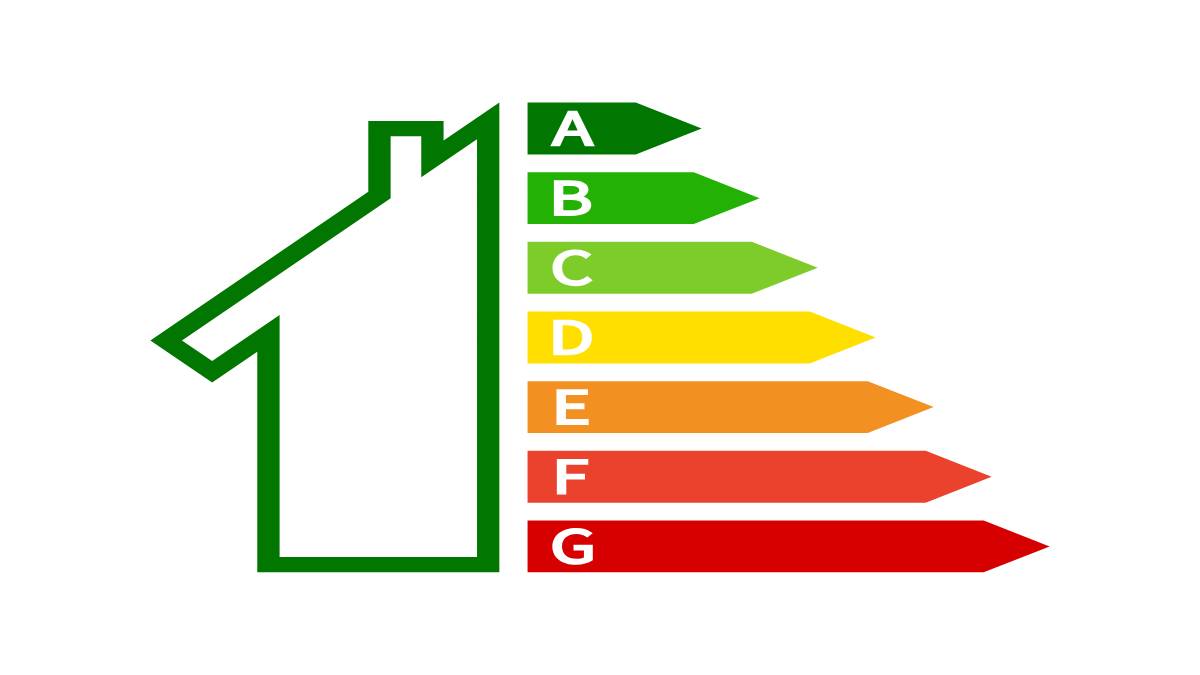 Dit is een afbeelding van een EPC-label. Er staat een groen huis naast een horizontale schaal met energielabels van A tot G.